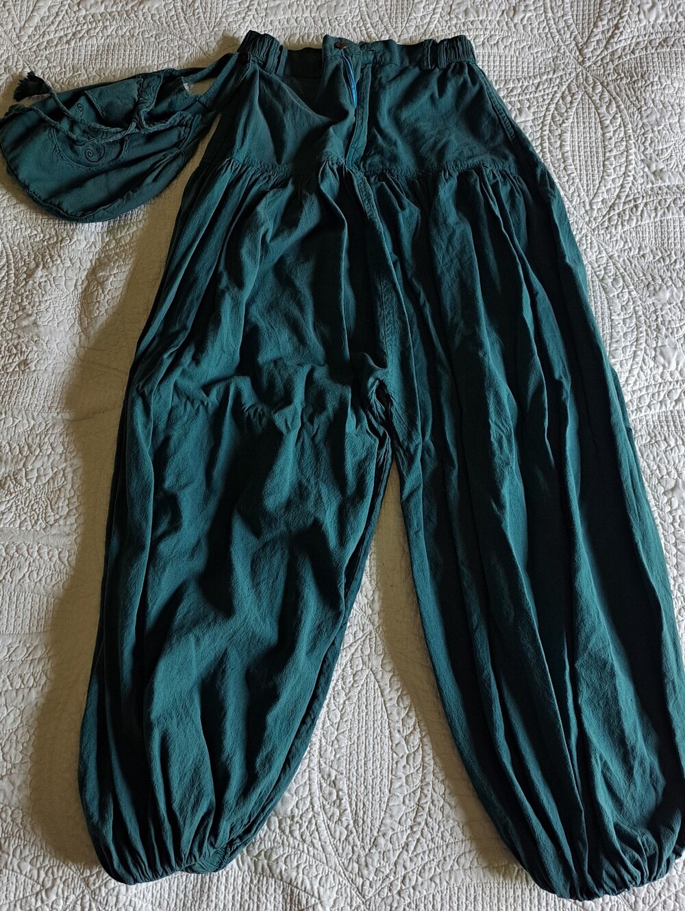 Relaxed Wide-Leg Women's Pants in Deep Teal With Pouch